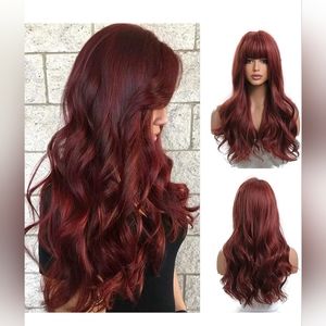 24" New Burgundy Red Synthetic Long wavy Wig.  Other Colors available